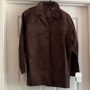 Vintage Liz Claiborne Dark Brown leather Women's Jacket Shirt